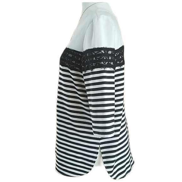Jules & Leopold Black Cream Striped Top Lace Trim - Picture 5 of 7